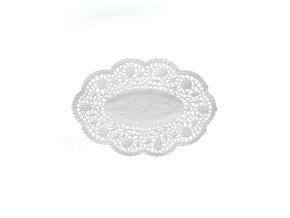 Dekorativní krajka (PAP) oválná bílá 22 x 15 cm [500 ks]