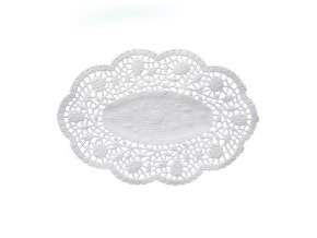Dekorativní krajka (PAP) oválná bílá 50 x 37 cm [100 ks]