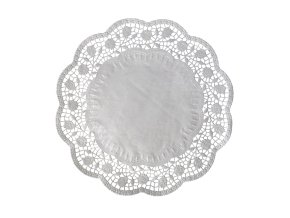 Dekorativní krajka (PAP) kulatá bílá Ø38cm [100 ks]