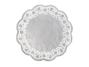 Dekorativní krajka (PAP) kulatá bílá Ø40cm [100 ks]