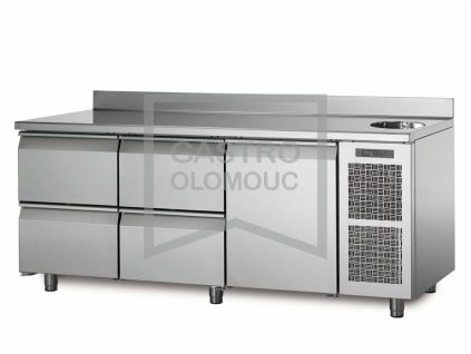 Chladící stůl TA17/3MS s deskou, dřezem a zadním lemem (Varianta Chladící stůl TA17/3MS s deskou, dřezem a zadním lemem)