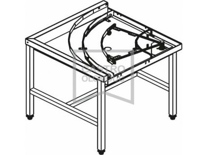 Stůl rohový 90° mechanizovaný 850 x 850 x 850 mm