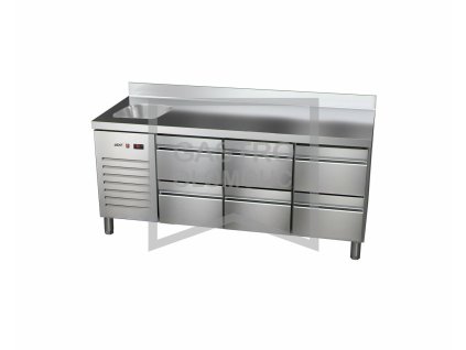 Stůl chladící ETP-7-180-06 HC S GI agregát vlevo + dřez (Varianta Stůl chladící ETP-7-180-06 HC S GI agregát vlevo + dřez)