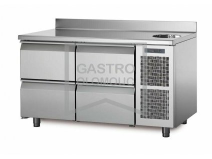 Chladící stůl TA13/4MS s deskou, dřezem a zadním lemem (Varianta Chladící stůl TA13/4MS s deskou, dřezem a zadním lemem)