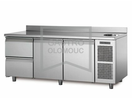 Chladící stůl TA17/2MS s deskou, dřezem a zadním lemem (Varianta Chladící stůl TA17/2MS s deskou, dřezem a zadním lemem)