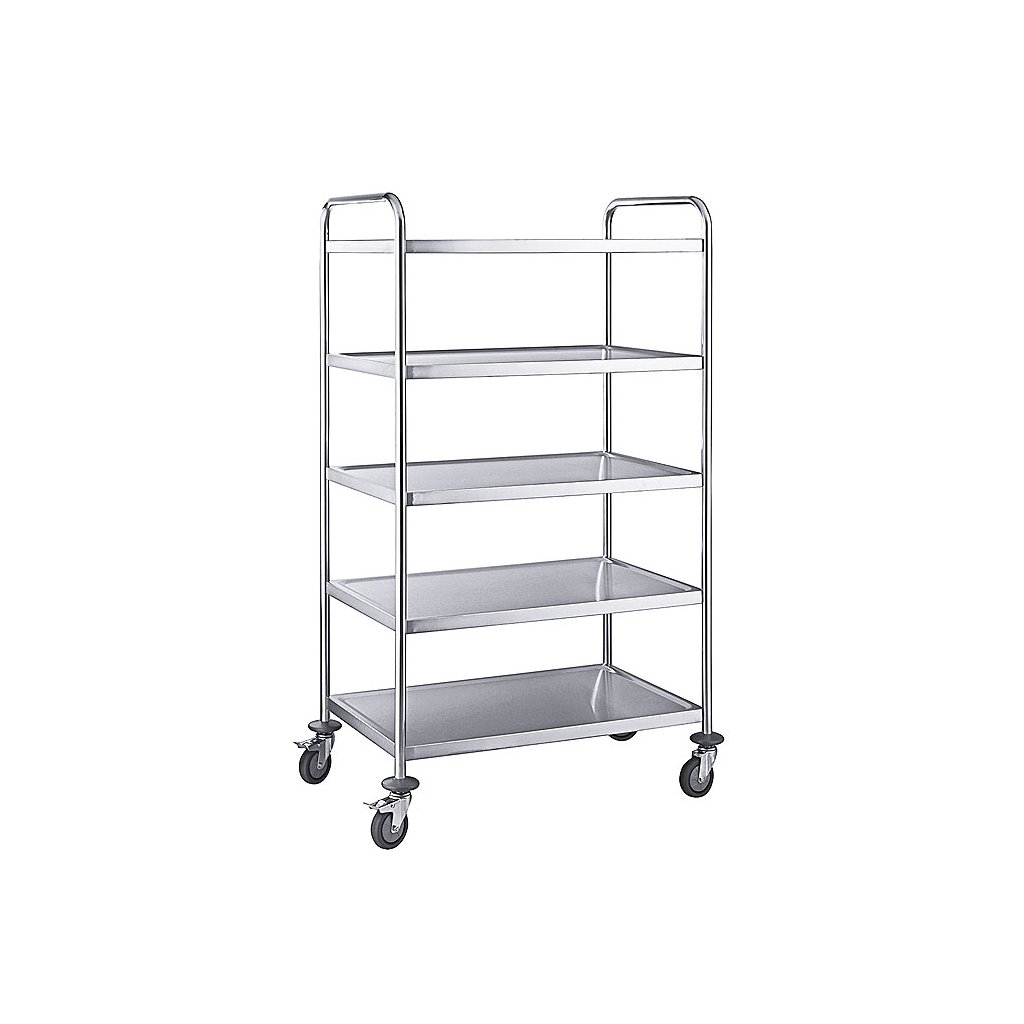 Číšnický vozík pětipolicový z nerezové oceli | CONTACTO, 7004/005