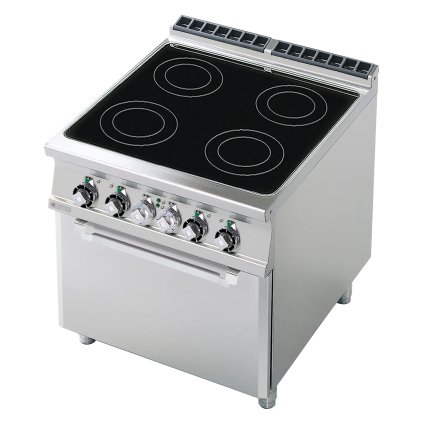 Sporák sklokeramický elektrický se statickou elektrickou troubou GN 2/1 - 4x plotýnka 400 V | RM - CFC4-98ET