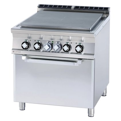 Sporák tálový elektrický se statickou elektrickou troubou GN 2/1 - 4x plotýnka 400 V | RM - TPF-98ET