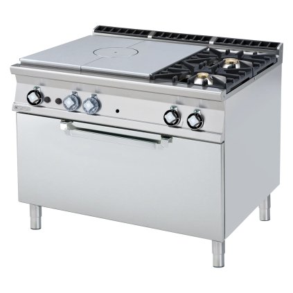 Sporák tálový plynový se statickou plynovou troubou 3x GN 1/1 - 3x hořák  | RM - TPF2-912G