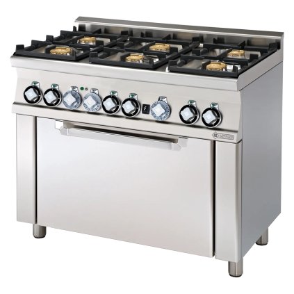 Sporák plynový se statickou plynovou troubou GN 1/1 - 6x hořák  | RM - CF6-610G