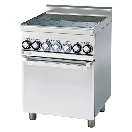 Sporák sklokeramický elektrický s horkovzdušnou elektrickou troubou multifunkčním grilem 4x plotýnka 400 V | RM - CFMC4-66ET