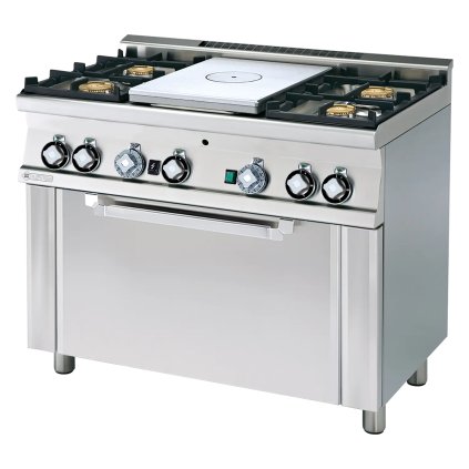 Sporák tálový plynový se statickou plynovou troubou GN 1/1 - 5x hořák  | RM - TPF4-610G