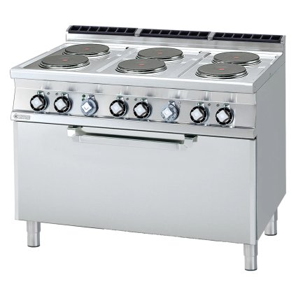 Sporák elektrický se statickou elektrickou troubou 3x GN 1/1 - 6x plotýnka 400 V | RM - CF6-712ET