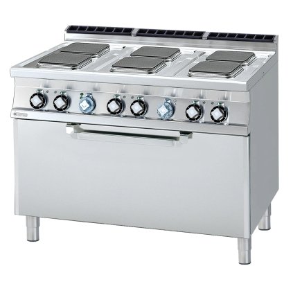 Sporák elektrický se statickou elektrickou troubou 3x GN 1/1 - 6x plotýnka 400 V | RM - CFQ6-712ET