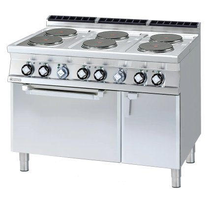 Sporák elektrický se statickou elektrickou troubou GN 2/1 - 6x plotýnka 400 V | RM - CF6-712ETV