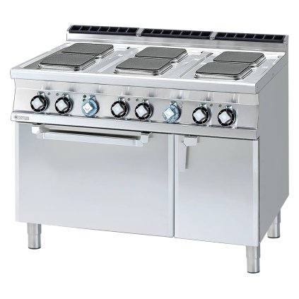 Sporák elektrický se statickou elektrickou troubou GN 2/1 - 6x plotýnka 400 V | RM - CFQ6-712ETV