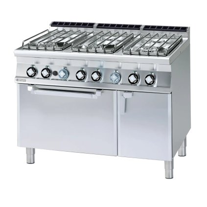 Sporák plynový se statickou plynovou troubou GN 2/1 - 6x hořák  | RM - CF6-712GPV