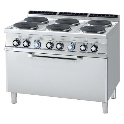 Sporák elektrický se statickou elektrickou troubou 3x GN 1/1 - 6x plotýnka 400 V | RM - CF6-912ET