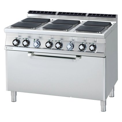 Sporák elektrický se statickou elektrickou troubou 3x GN 1/1 - 6x plotýnka 400 V | RM - CFQ6-912ET