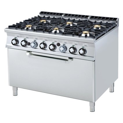 Sporák plynový se statickou plynovou troubou 3x GN 1/1 - 6x hořák  | RM - CF6-912G