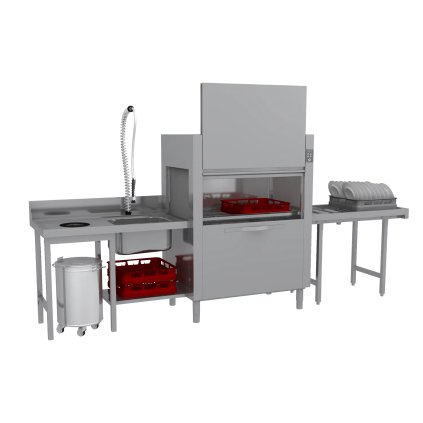 Myčka tunelová 160 košů za hodinu na studenou vodu, výstup vpravo | RM - CT 160 W ABT RX