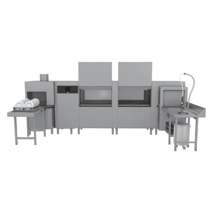 Myčka tunelová 300, studená voda, výstup vlevo, rohový předmytí, rohový sušící modul | RM - XT 300 L XTRS CTPWR