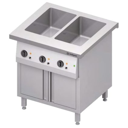 Vodní lázeň dvoukomorová s vyhřívanou skříňkou 2x GN 1/1, 3,2 kW, 799x750x880 mm | STALGAST, ST227081