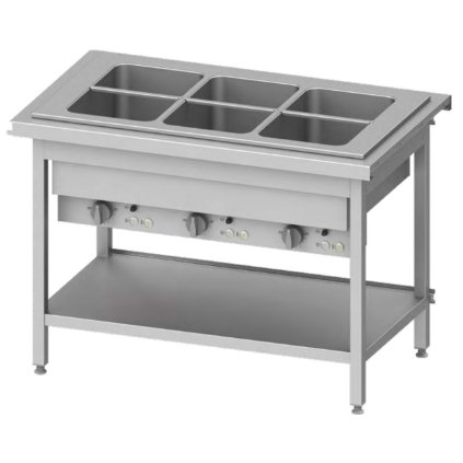 Stacionární vodní lázeň dvoukomorová 3x GN 1/1, 2,4 kW, 1245x750x880 mm | STALGAST, ST125121