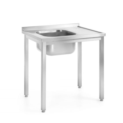 Dřezový stůl – přišroubovaný, hloubka 600 mm, HENDI, Profi Line, Dřez s umyvadlem vlevo, 1000x600x(H)850mm