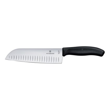 Nůž Santoku s vroubkovanou čepelí, Victorinox, Černá, (L)298mm