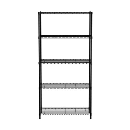 Úložný stojan s 5 policemi, HENDI, Černá, 910x455x(H)1830mm