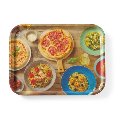 Servírovací podnos, protiskluzový, obdélný, s potiskem, HENDI, tasty pizza & pasta, 330x430mm