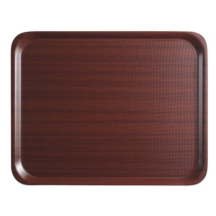 Obdélníkový protiskluzový servírovací tác Mykonos v mahagonovém provedení, Cambro, obdelníkový tvar, Mahagon, 330x430mm