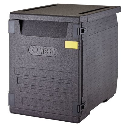 Termoizolační box Cam GoBox s předním plněním pro nádoby 600x400 mm, bez drážek, Cambro, 155 l, bez drážek, 155L, Černá, 770x540x(H)687mm
