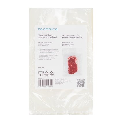 Sáčky hladké 150x250 mm do komorové vakuové baličky, 100 ks | TECHNICA, Gold Line