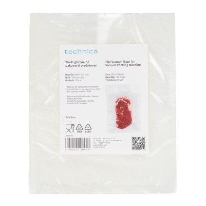 Sáčky hladké 200x250 mm do komorové vakuové baličky, 100 ks | TECHNICA, Gold Line