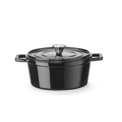 Litinový kastrol smaltovaný, HENDI, 3,7L, Černá, 317x240x(H)105mm