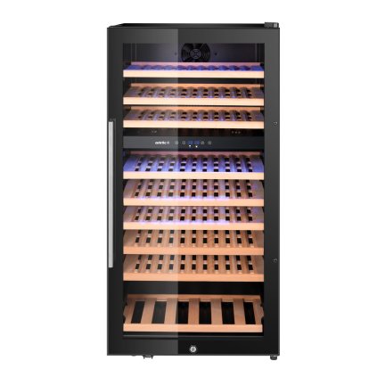 Chladnička na víno, 2 zóny, 91 lahví, Arktic, 230L, Černá, 569x595x(H)1215mm