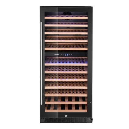 Chladnička na víno, 2 zóny, 124 lahví, Arktic, 265L, Černá, 569x595x(H)1397mm