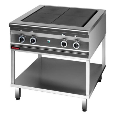 Čtyřplotýnkový elektrický vařič, otevřené dno, čtvercové plotýnky, 16 kW, 800x800x230 mm | KROMET, 000.KEZ-4u.T