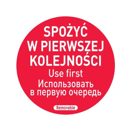 Štítky pro označení bezpečnosti potravin – „spotřebovat jako první“, 500 ks v roli, ⌀50mm | HENDI, 850152