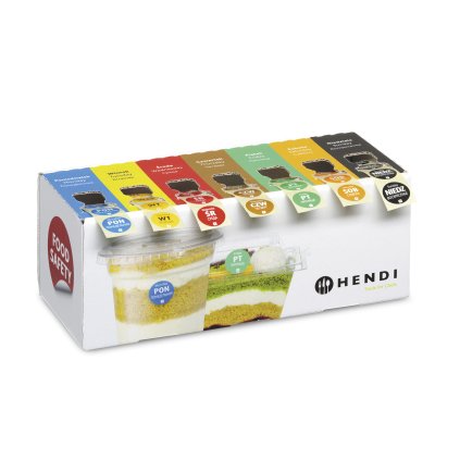 Sada jednorázových etiket pro bezpečnost potravin pro každý den v týdnu s dávkovačem, 240x80x(H)100mm | HENDI, 850299