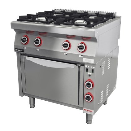 Plynový sporák s troubou s termocyklem, 800x700x900 mm | KROMET, 700.KG-4/PE-1T