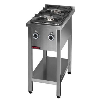 Volně stojící plynový vařič 2-hořák, 400x700x850 mm | KROMET, 000.KG-2M