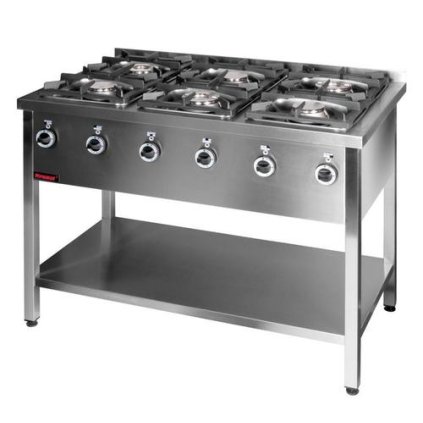 Volně stojící plynový vařič 6-hořák, 1200x700x850 mm | KROMET, 000.KG-6M