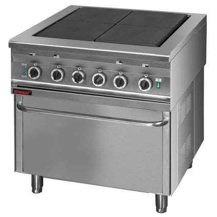 Volně stojící elektrický vařič 4-hořák s elektrickou troubou, 800x750x900 mm | KROMET, 000.KEZ-4u/PE-2