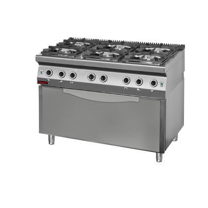 Plynový sporák 6-hořák s elektrickou troubou | KROMET, 700.KG-6/PE-3