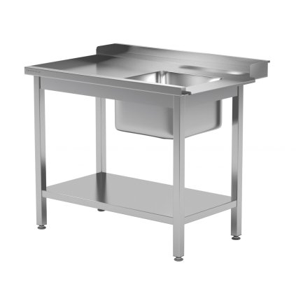 Levý stůl s bočním plněním, dřezem a policí pro myčku nádobí s odsavačem par 1000x700x850 mm | TECHNICA, 239L1070