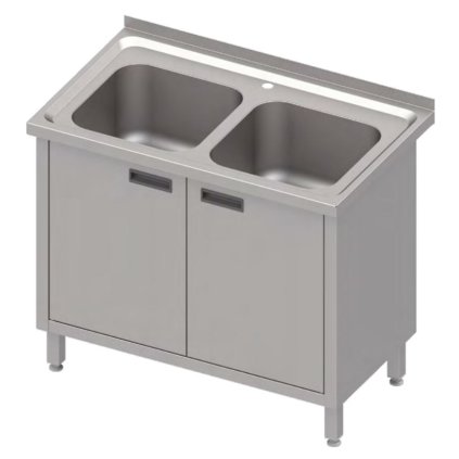 Dvojdřezový stůl se skříňkou, 1000x700x850 mm | STALGAST, 983967100