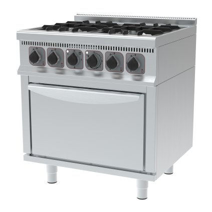 Plynový sporák, 4 plotýnky, volně stojící, elektrická trouba, linka 700, 17 kW, 800x700x900 mm | TECHNICA, 247517